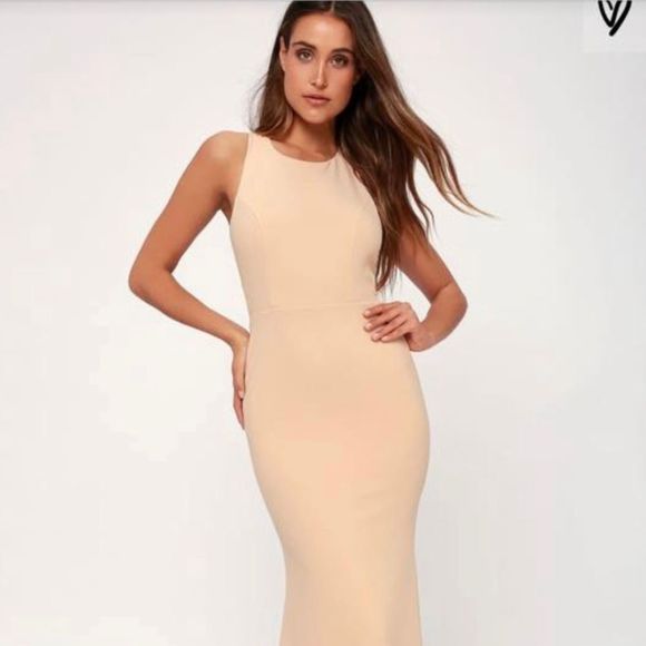 NWT Lulu’s Power of Wow Nude Backless Maxi Dress - Picture 11 of 12